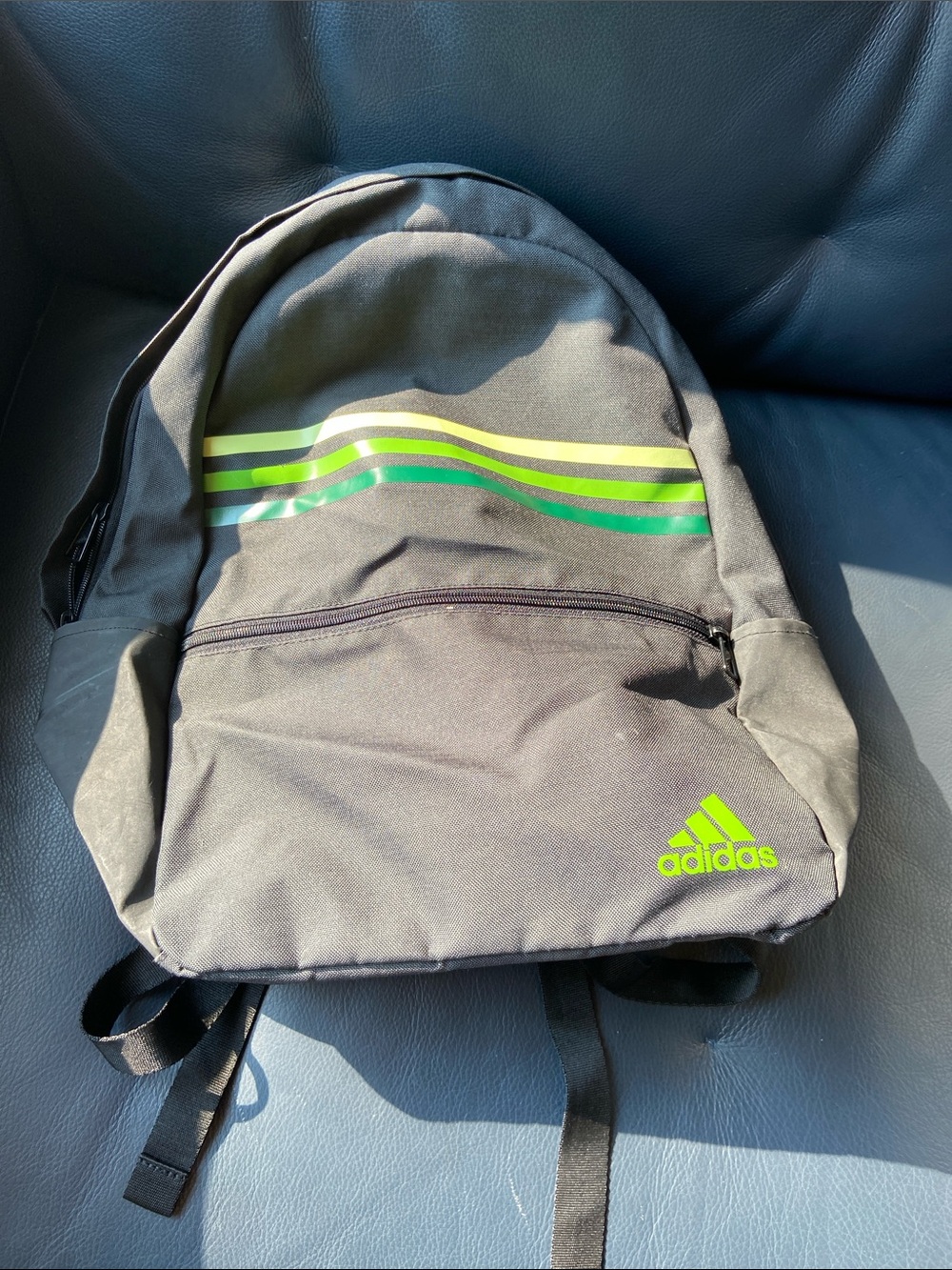adidas Black Backpack with Neon Green Stripe Detailing